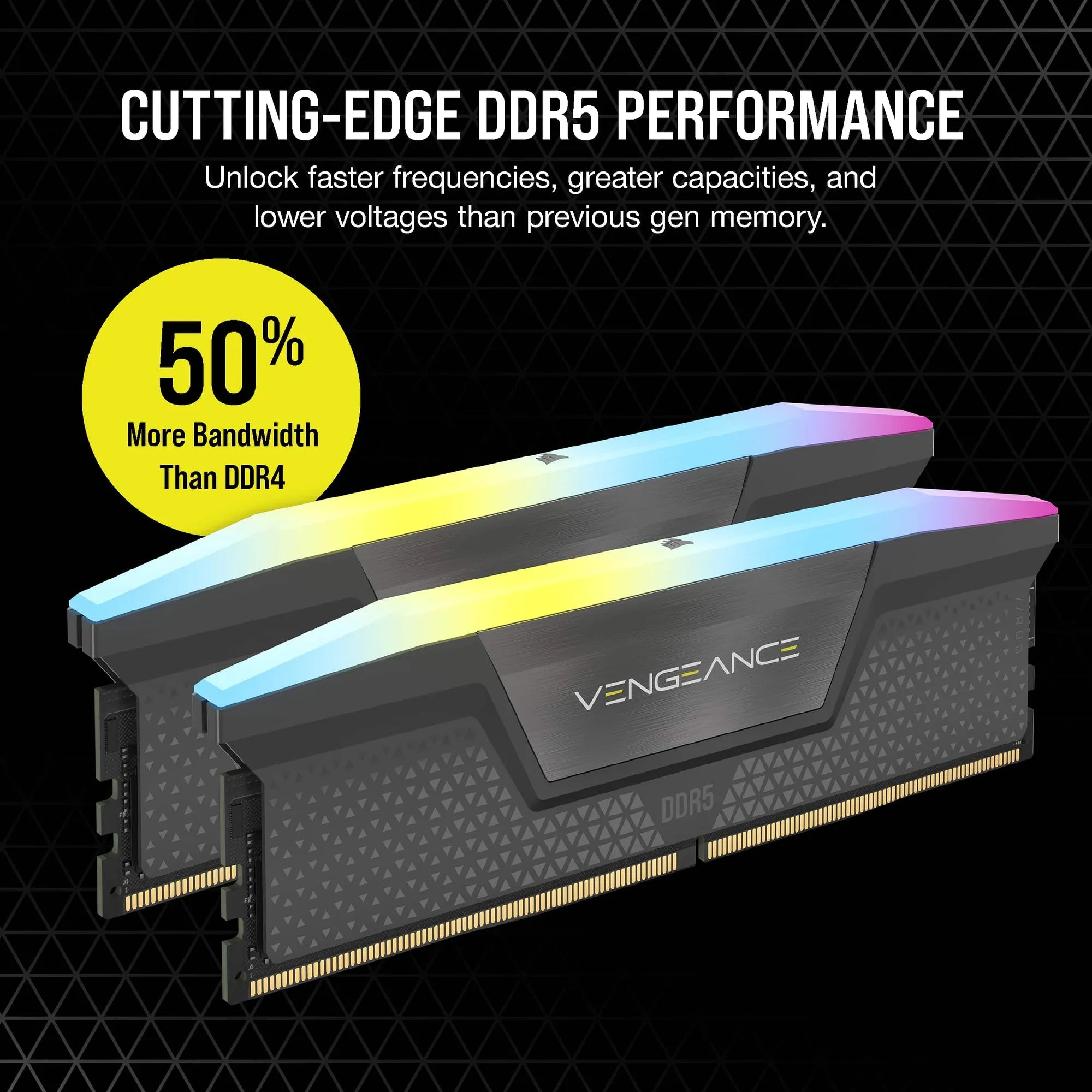 Corsair Vengeance RGB CMH32GX5M2E6000Z36, 32 GB, 2 x 16 GB, DDR5, 6000 MHz, 288-pin DIMM