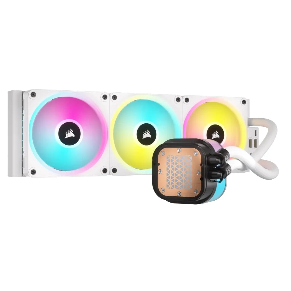 CORSAIR iCUE LINK H150i RGB Liquid CPU Cooler - QX120 RGB Fans - White - 360mm Radiator - Fits Intel® LGA 1700; AMD® AM5 - Hub I