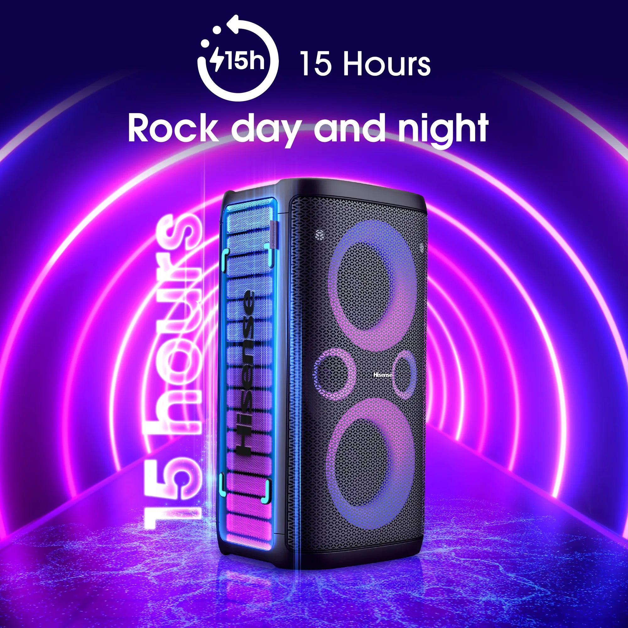 Hisense PartyRocker One HP100, 2.0 channels, 5.71 cm (2.25"), 13.3 cm (5.25"), 300 W, 40 - 20000 Hz, Wired & Wireless