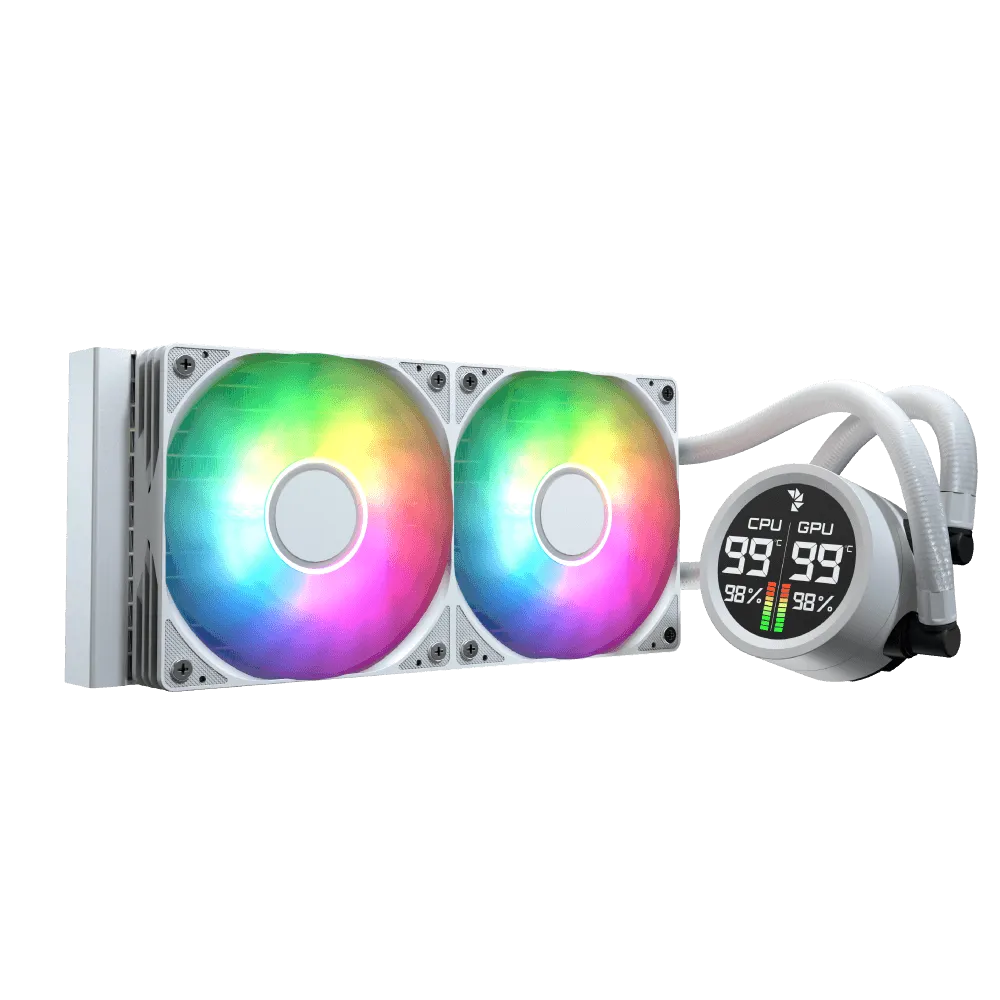 Aerocol Abyss L240 White with digital display - 240mm ARGB Liquid Cooler - Intel LGA1851/LGA1700   - AMD AM4/AM5. .