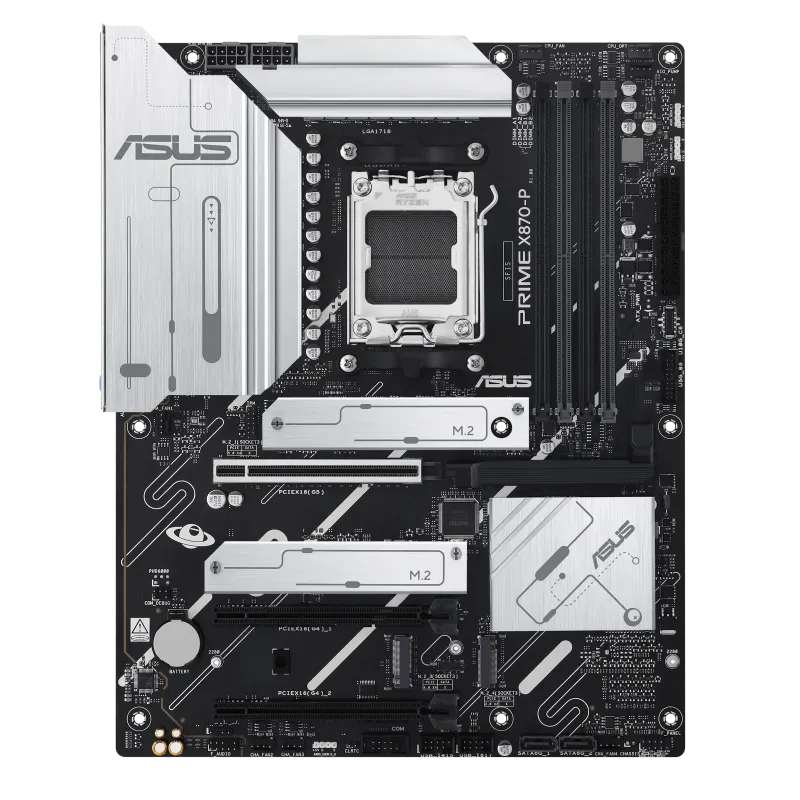 ASUS PRIME X870-P, AMD, Socket AM5, AMD Ryzen™ 3, AMD Ryzen™ 5, AMD Ryzen™ 7, AMD Ryzen 9 7th Gen, AMD Ryzen 9 8th Gen, AMD..., Socket AM5, DDR5-SDRAM, 192 GB