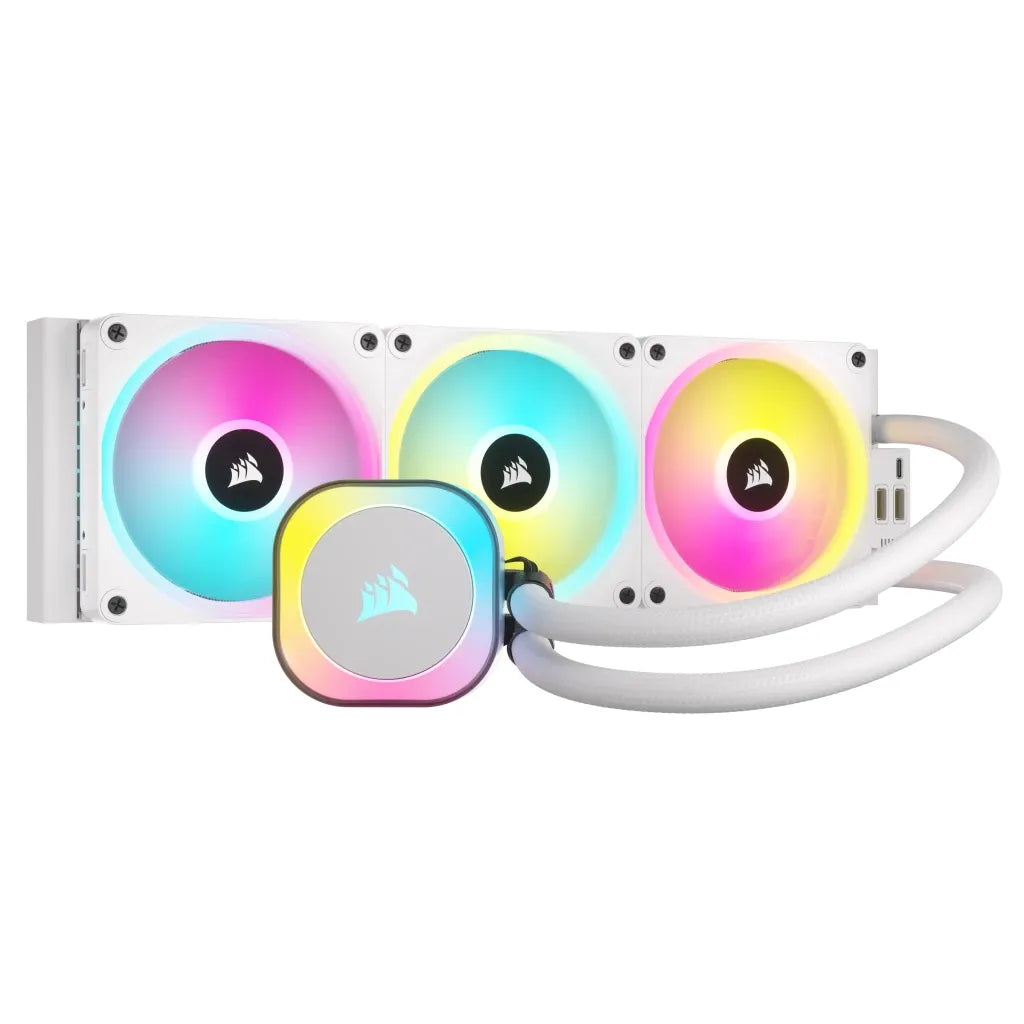 CORSAIR iCUE LINK H150i RGB Liquid CPU Cooler - QX120 RGB Fans - White - 360mm Radiator - Fits Intel® LGA 1700; AMD® AM5 - Hub I