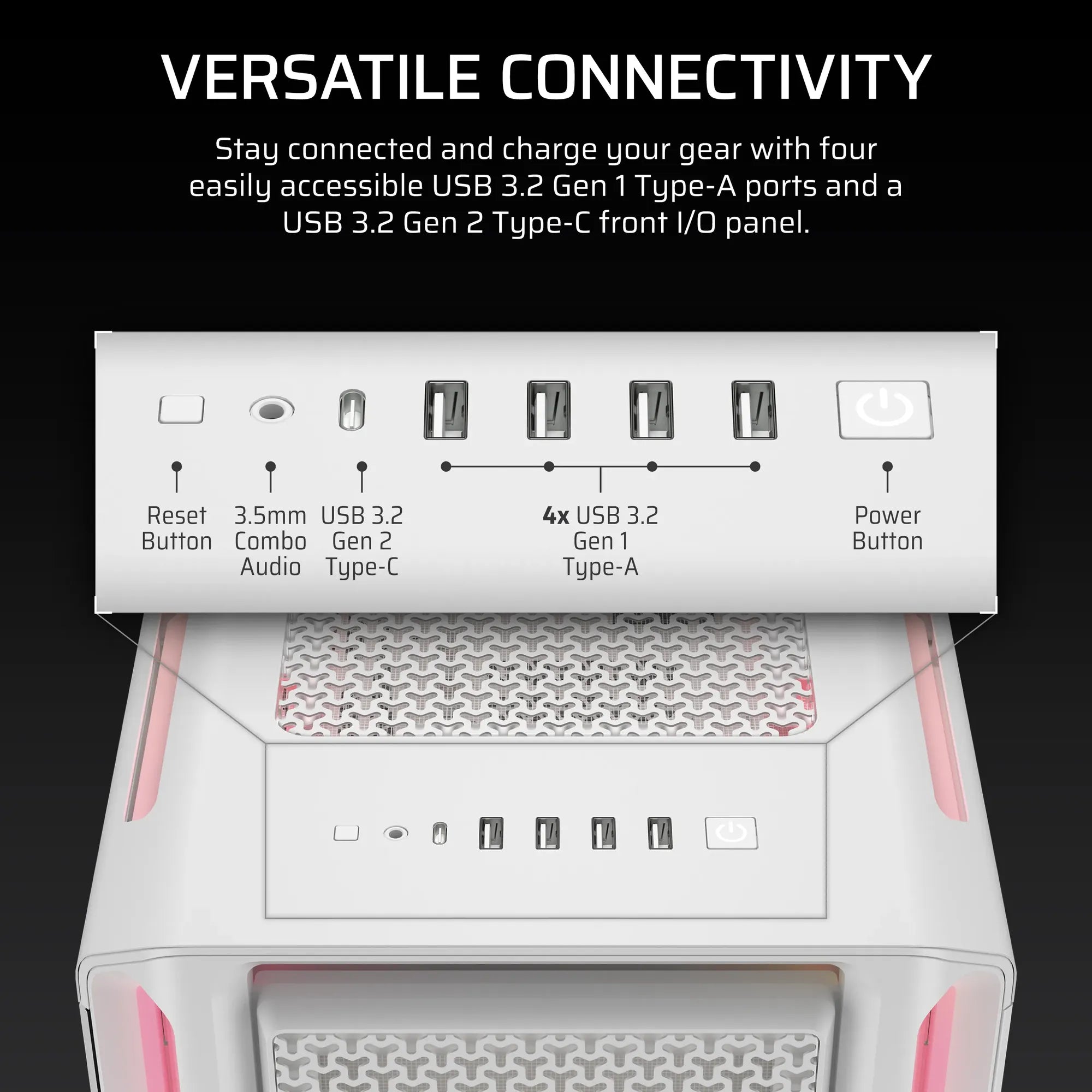 Corsair iCUE LINK 5000T LX RGB, Midi Tower, PC, White, ATX, EATX, micro ATX, Mini-ITX, Plastic, Steel, Tempered glass, Gaming