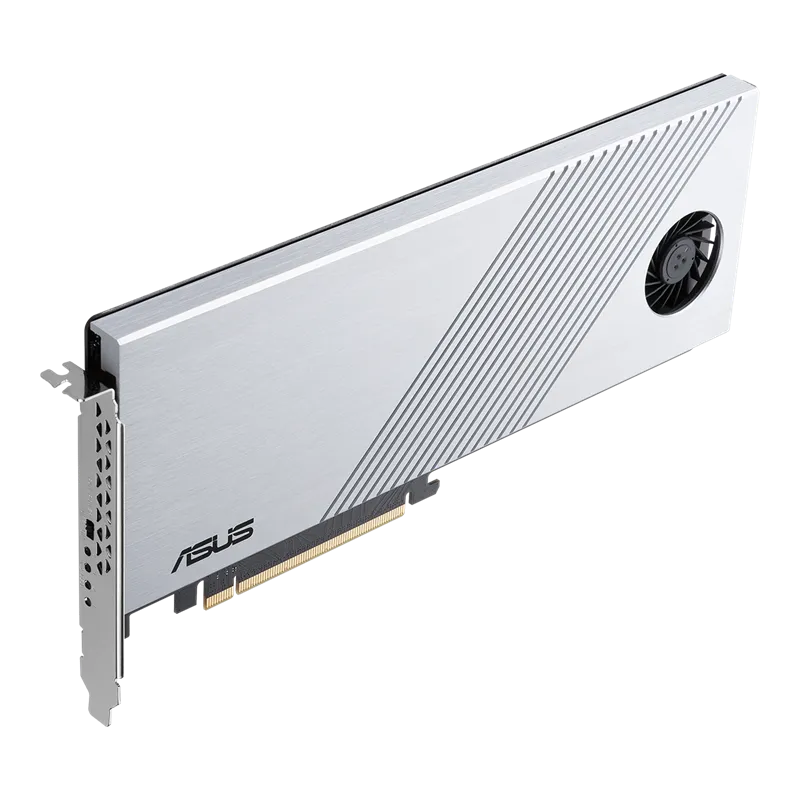 'ASUS Hyper M.2 x16 Gen 4 Card (PCIe 4.0/3.0) supports four NVMe M.2 (2242/2260/2280/22110) devices up to 256 Gbps for AMD TRX40