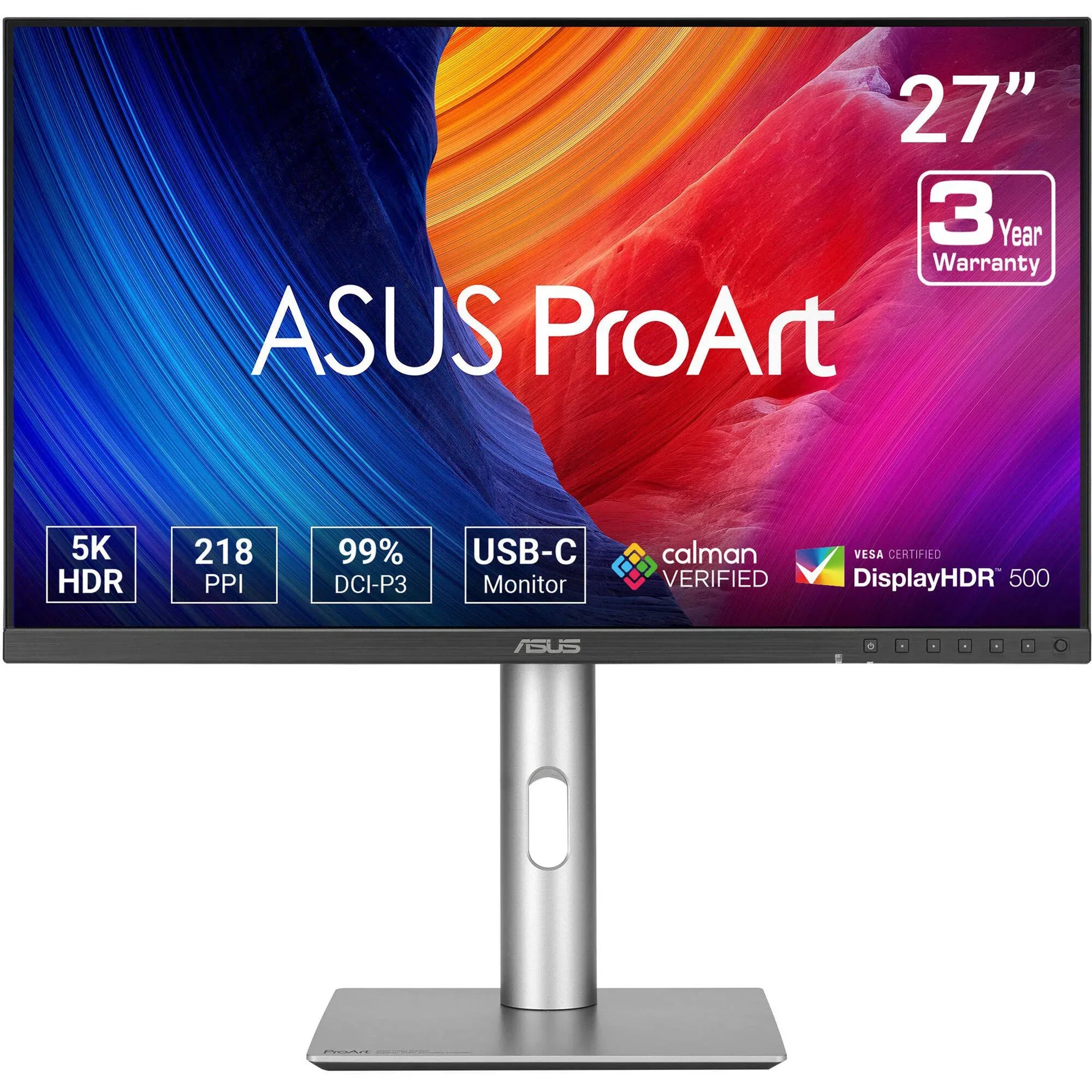 ASUS ProArt Display 5K PA27JCV Professional Monitor _ 27-inch; IPS; 5K (5120 x 2880); 99% DCI-P3; LuxPixel AGLR; Light Sync; Co
