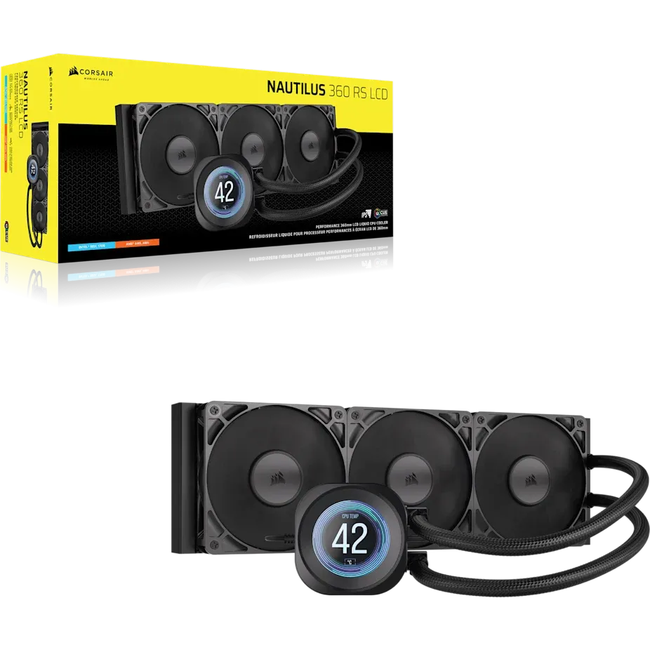 NAUTILUS 360 RS LCD Liquid CPU Cooler – 2.1 IPS LCD Screen RS120 Fans 360 mm Radiator LGA 1851/1700 AMD® AM5/AM4