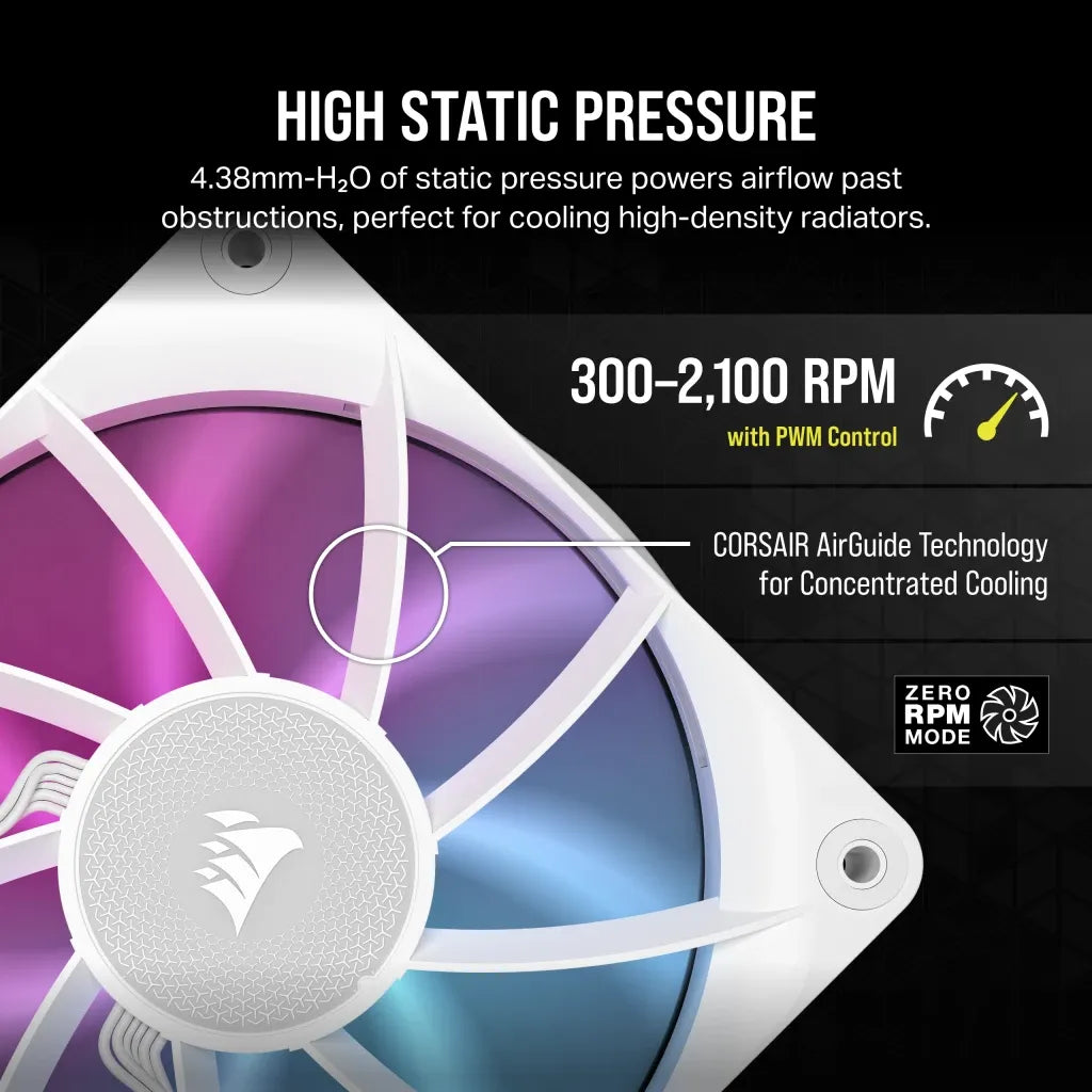 Corsair iCUE LINK RX120 RGB, Fan, 12 cm, 400 RPM, 2100 RPM, 36 dB, 73.5 cfm