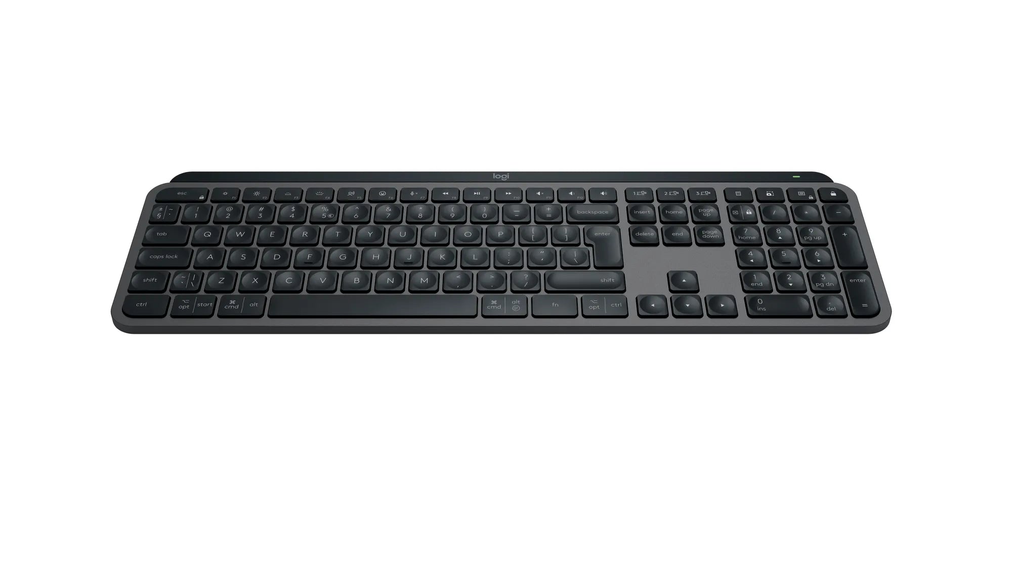 Logitech MX Keys S, Full-size (100%), RF Wireless + Bluetooth, Scissor key switch, QWERTY, LED, Graphite