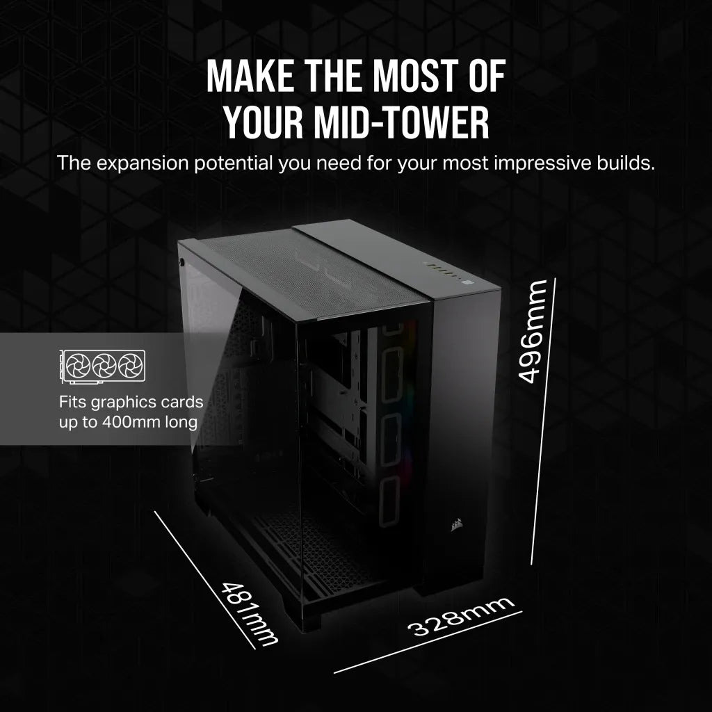 Corsair iCUE LINK 6500X RGB, Midi Tower, PC, Black, ATX, 120,140,240,280,360 mm, 2.5,3.5"