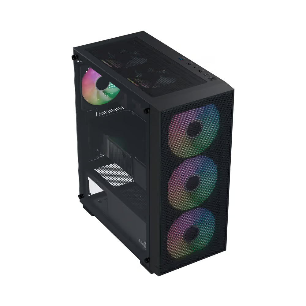 Aerocool B509A Black Mid tower case - Includes 120mm ARGB Fan x 6 - ATX - 5x 2.5'' or 3x3.5'' - 360mm Radiator.