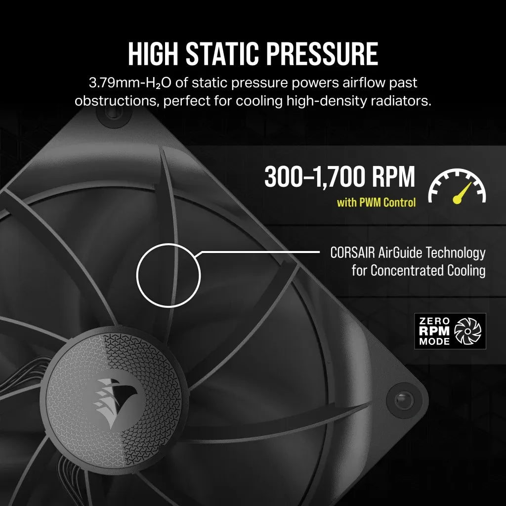 Corsair iCUE LINK RX140, Fan, 14 cm, 300 RPM, 1700 RPM, 36 dB, 95.7 cfm