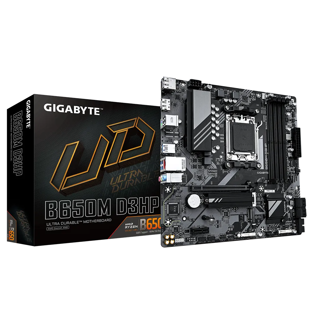 GIGABYTE AMD B650 Chipset for AMD AM5; 4x Dual DDR5; 2x M2; 1x HDMI 2x DP