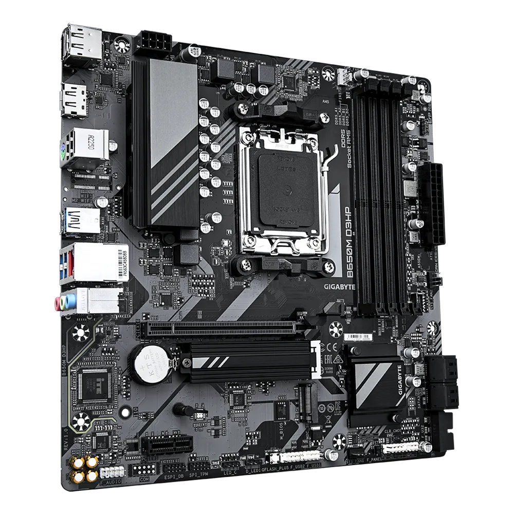 GIGABYTE AMD B650 Chipset for AMD AM5; 4x Dual DDR5; 2x M2; 1x HDMI 2x DP