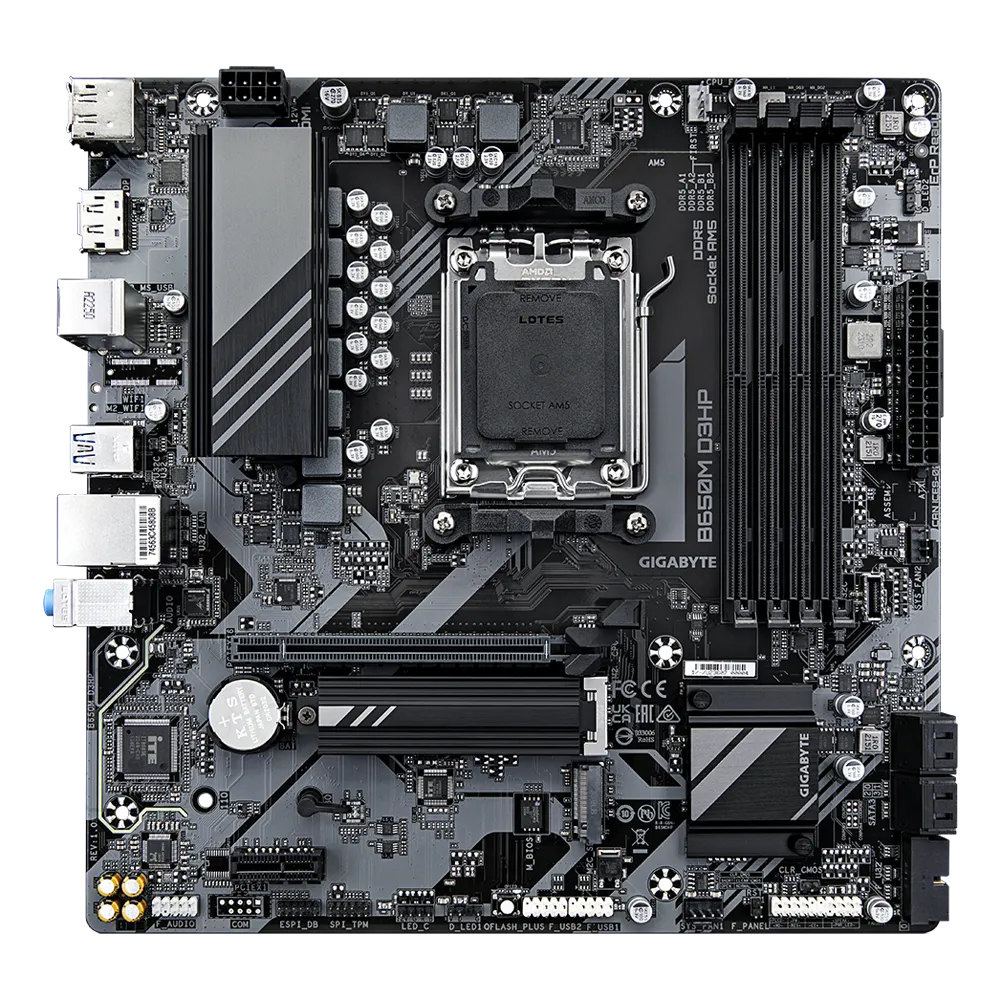 GIGABYTE AMD B650 Chipset for AMD AM5; 4x Dual DDR5; 2x M2; 1x HDMI 2x DP
