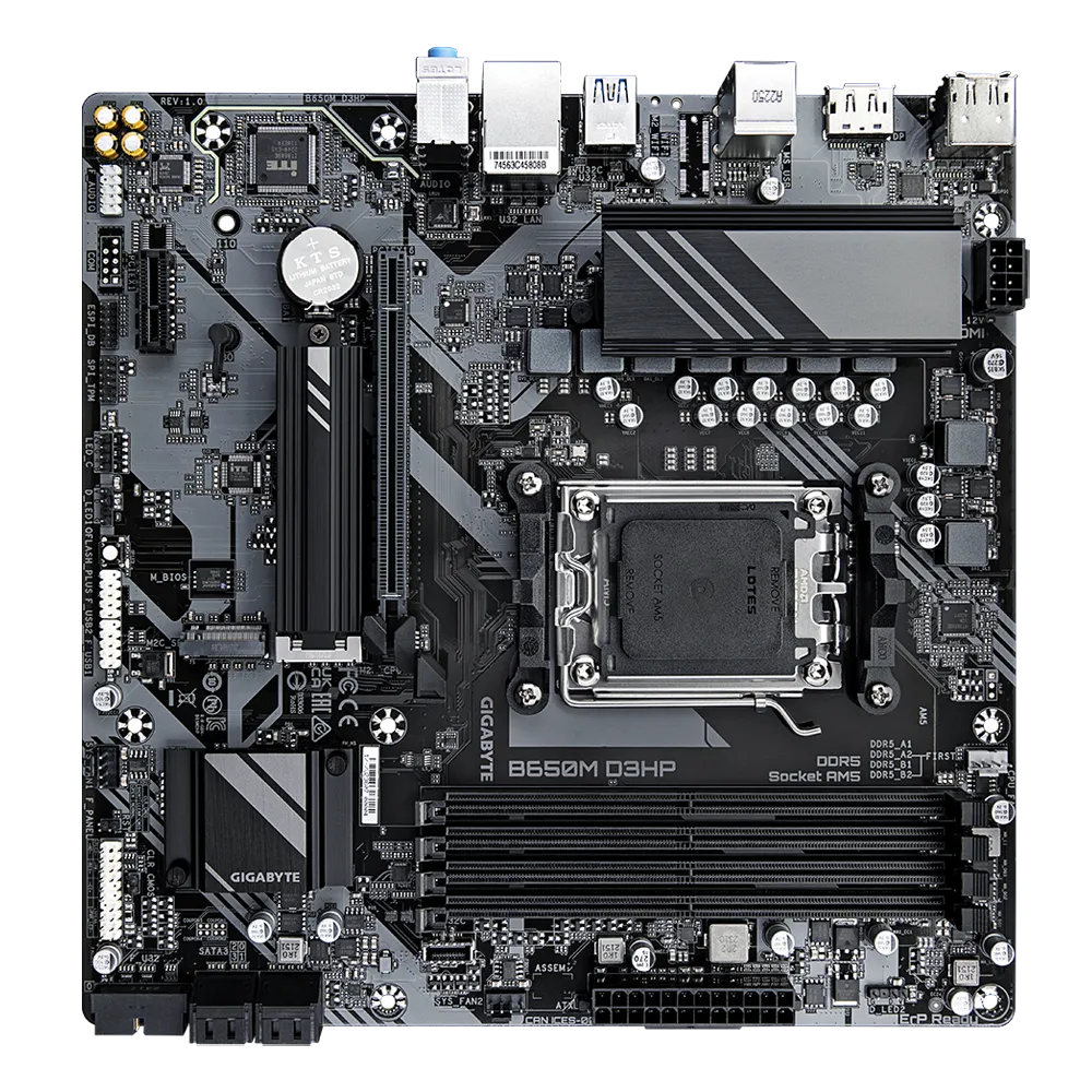 GIGABYTE AMD B650 Chipset for AMD AM5; 4x Dual DDR5; 2x M2; 1x HDMI 2x DP