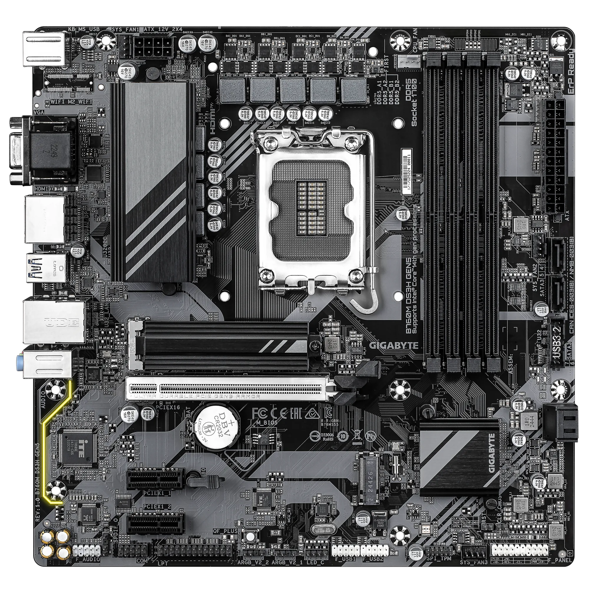 GIGABYTE Intel® B760 Chipset for LGA 1700; 4x DDR5; 2x M2; VGA/HDMI/DP x2; mATX