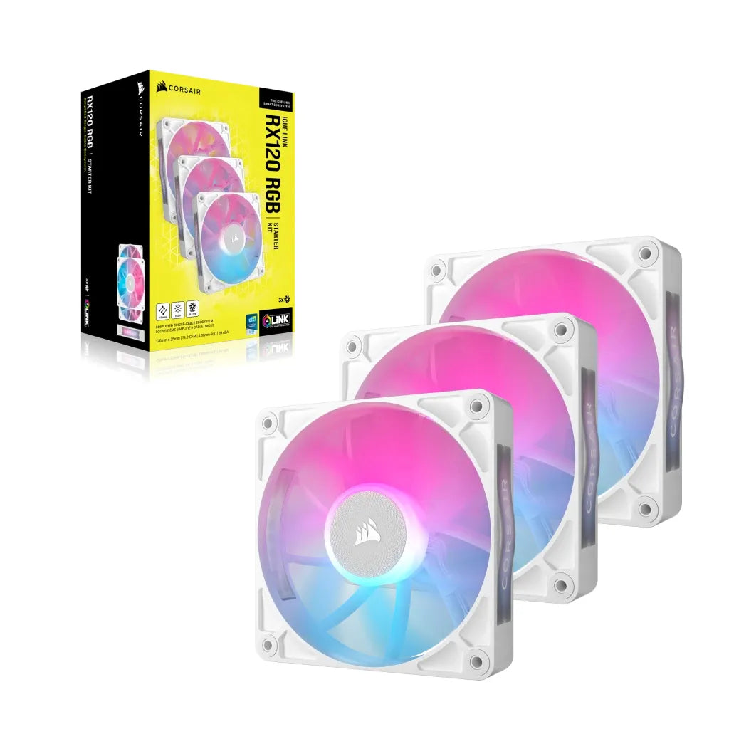 Corsair iCUE LINK RX120 RGB, Fan, 12 cm, 400 RPM, 2100 RPM, 36 dB, 73.5 cfm