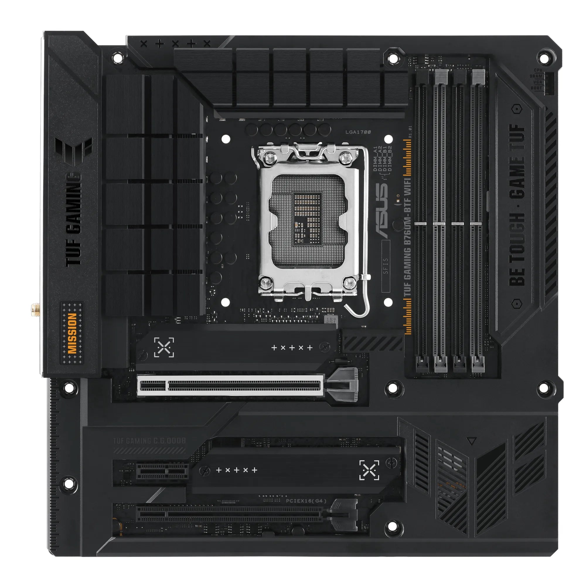 ASUS TUF GAMING B760M-BTF WIFI, Intel, LGA 1700, Intel® Celeron®, Intel® Core™ i3, Intel® Core™ i5, Intel® Core™ i7, Intel® Core™ i9,..., LGA 1700, DDR5-SDRAM, 192 GB