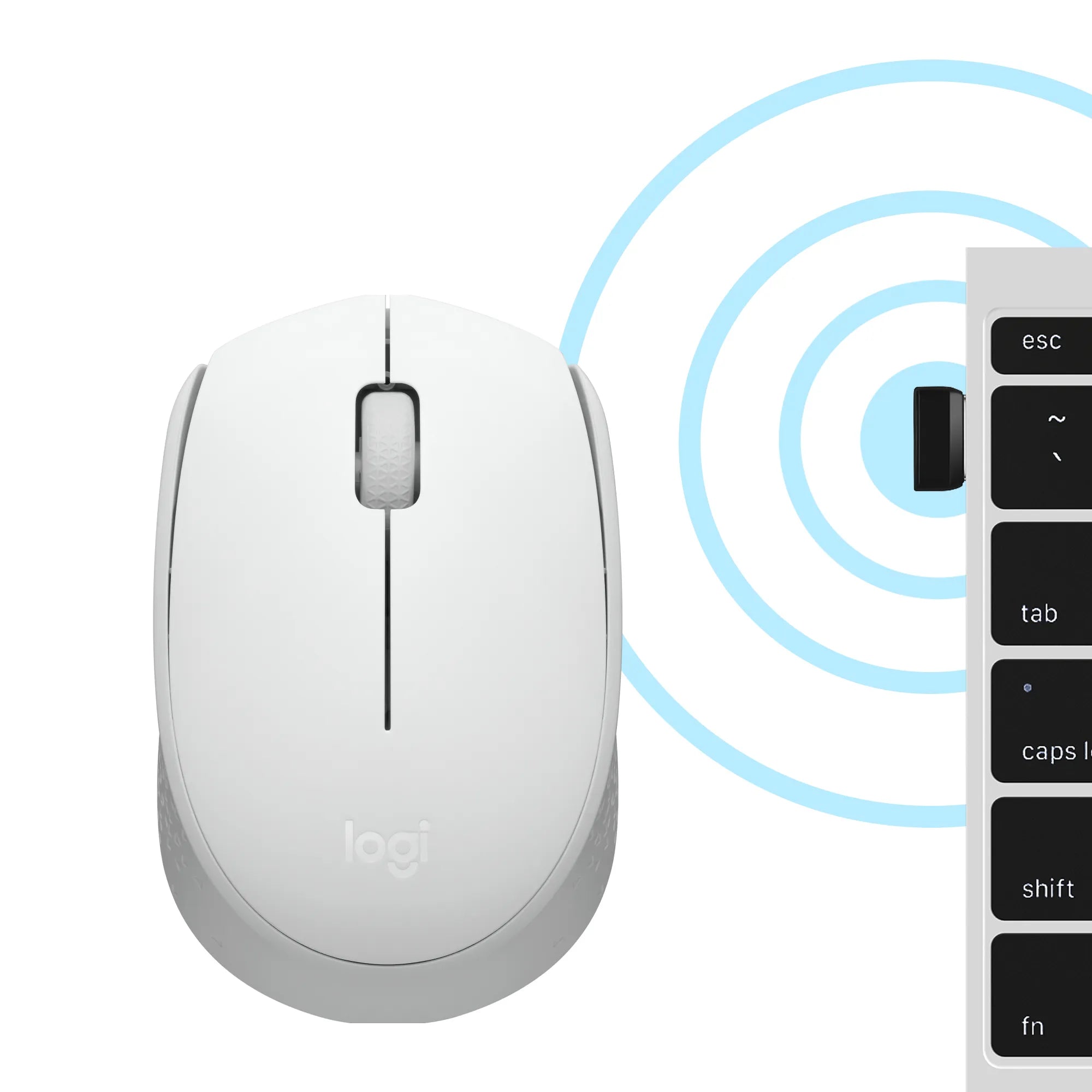 Logitech M171, Ambidextrous, Optical, RF Wireless, White