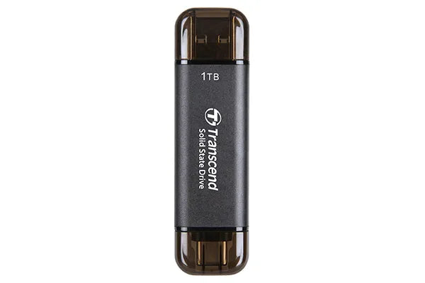 TRANSCEND 256 GB ESD310C USB3.2 TYPE A & C (USB 10Gbps) OTG COMPACT PORTABLE SSD  - Read 1050MB/s Write 950 MB/s - Black