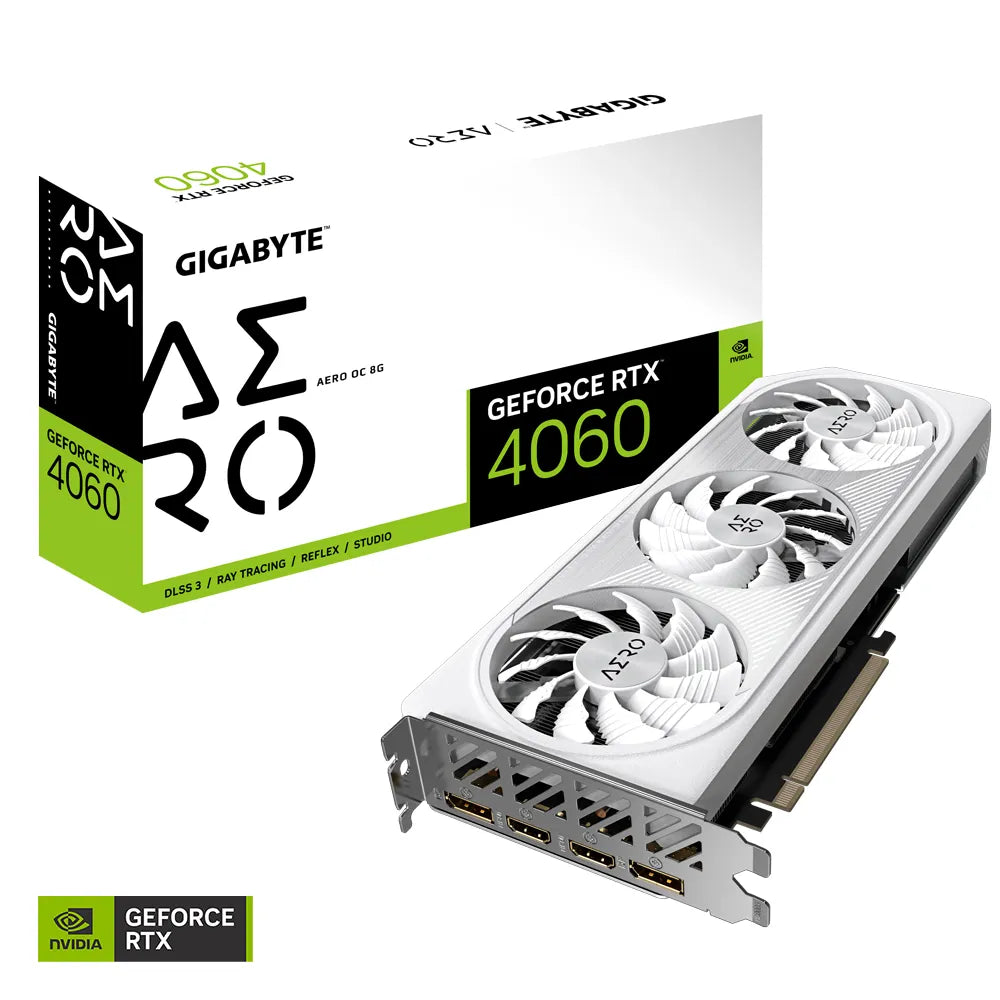 Gigabyte GeForce RTX 4060 AERO OC 8G, GeForce RTX 4060, 8 GB, GDDR6, 128 bit, 7680 x 4320 pixels, PCI Express 4.0