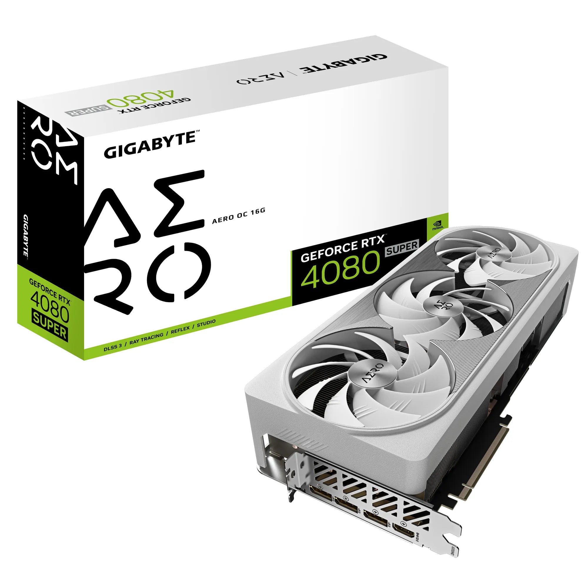 Gigabyte AERO GeForce RTX 4080 SUPER OC 16G, GeForce RTX 4080 SUPER, 16 GB, GDDR6X, 256 bit, 7680 x 4320 pixels, PCI Express 4.0