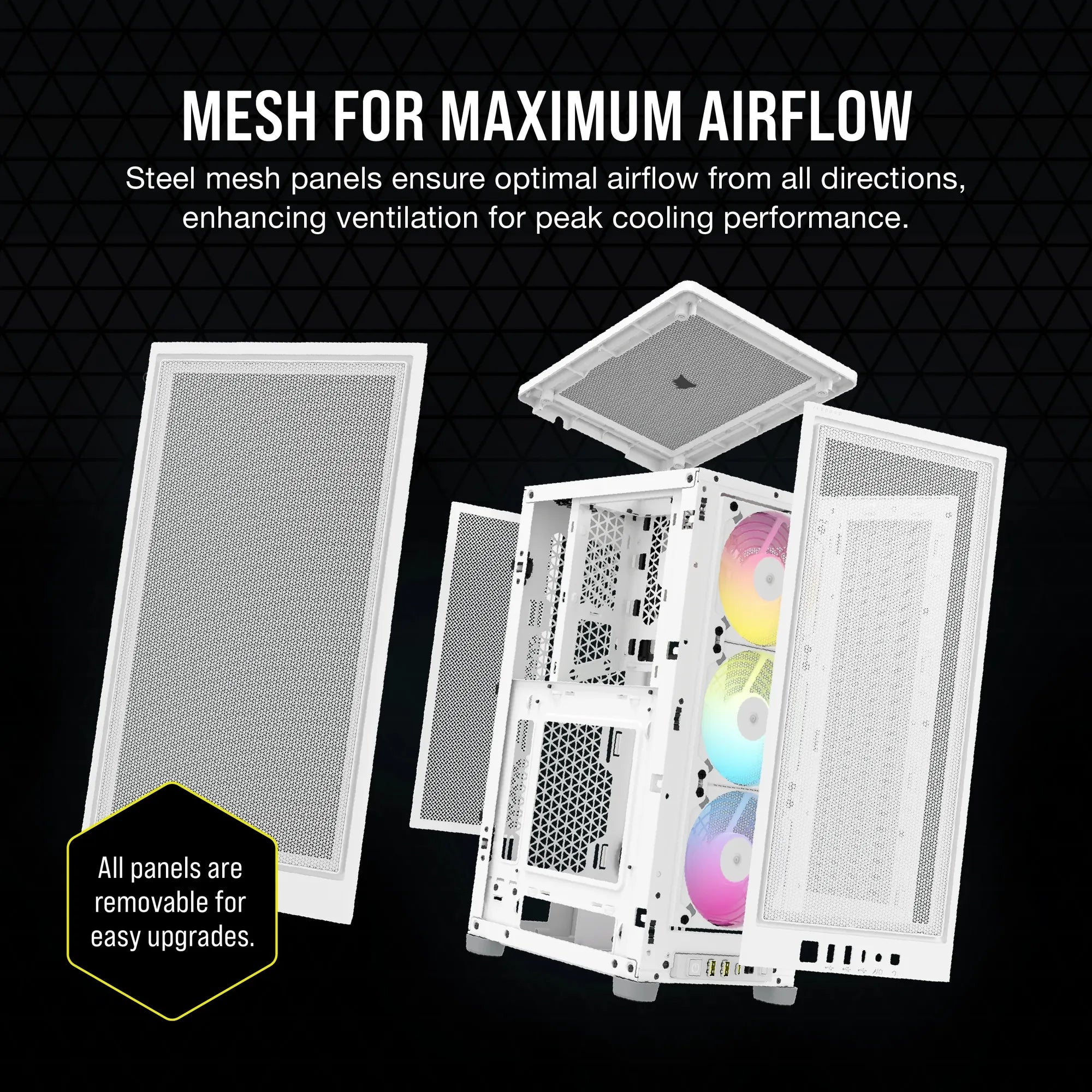 Corsair 2000D RGB Airflow, Small Form Factor (SFF), PC, White, Mini-ITX, Mesh, Tempered glass, Multi