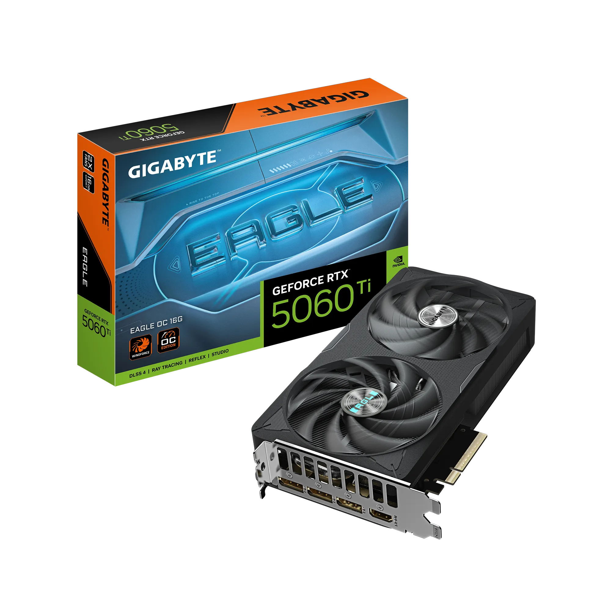 GIGABYTE GeForce RTX 5060 Ti EAGLE OC 16G Graphics Card - 16GB GDDR7, 128bit, PCI-E 5.0, 2617MHz Core Clock, 3 x DisplayPort, 1 x HDMI, GV-N506TEAGLE OC-16GD, GeForce RTX 5060 Ti, 16 GB, GDDR7, 128 bit, 7680 x 4320 pixels, PCI Express x16 5.0