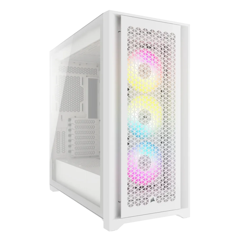 Corsair iCUE 5000D RGB Airflow, Midi Tower, PC, White, ATX, EATX, micro ATX, Mini-ITX, Plastic, Steel, Tempered glass, Gaming