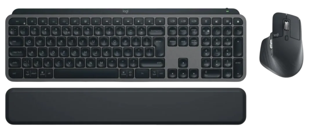 Logitech MX Keys S Combo, Wireless, RF Wireless + Bluetooth, Scissor key switch, QWERTY, LED, Graphite