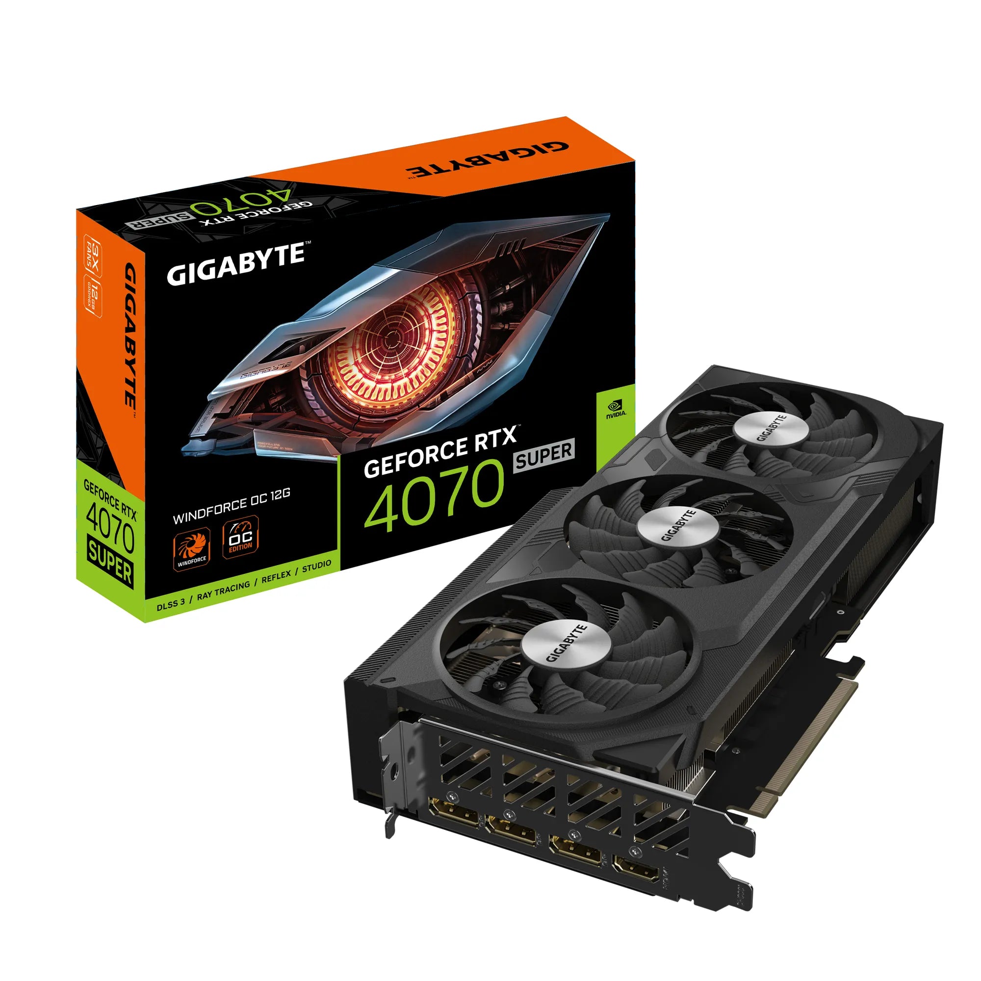 Gigabyte GeForce RTX 4070 SUPER WINDFORCE OC 12G, GeForce RTX 4070 SUPER, 12 GB, GDDR6X, 192 bit, 7680 x 4320 pixels, PCI Express 4.0