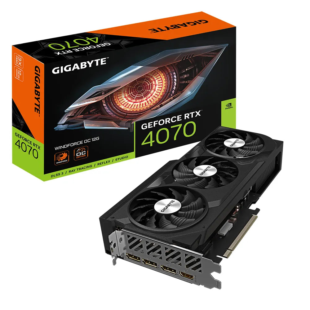 Gigabyte GV-N4070WF3OC-12GD, GeForce RTX 4070, 12 GB, GDDR6X, 192 bit, 7680 x 4320 pixels, PCI Express 4.0