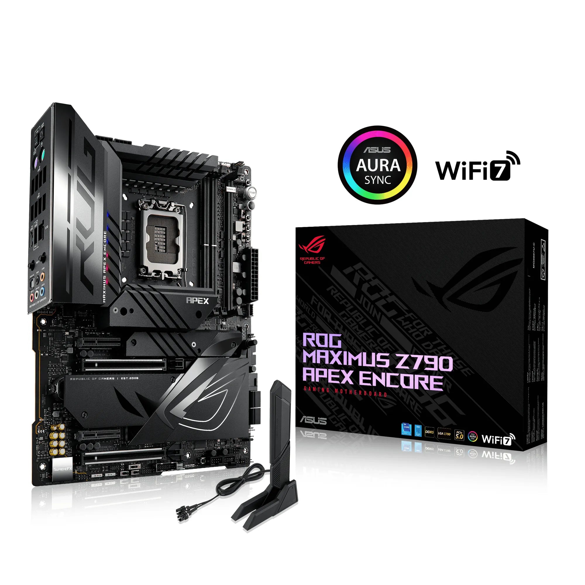 ASUS ROG MAXIMUS Z790 APEX ENCORE, Intel, LGA 1700, Intel® Celeron®, Intel® Core™ i3, Intel® Core™ i5, Intel® Core™ i7, Intel® Core™ i9,..., DDR5-SDRAM, 96 GB, DIMM