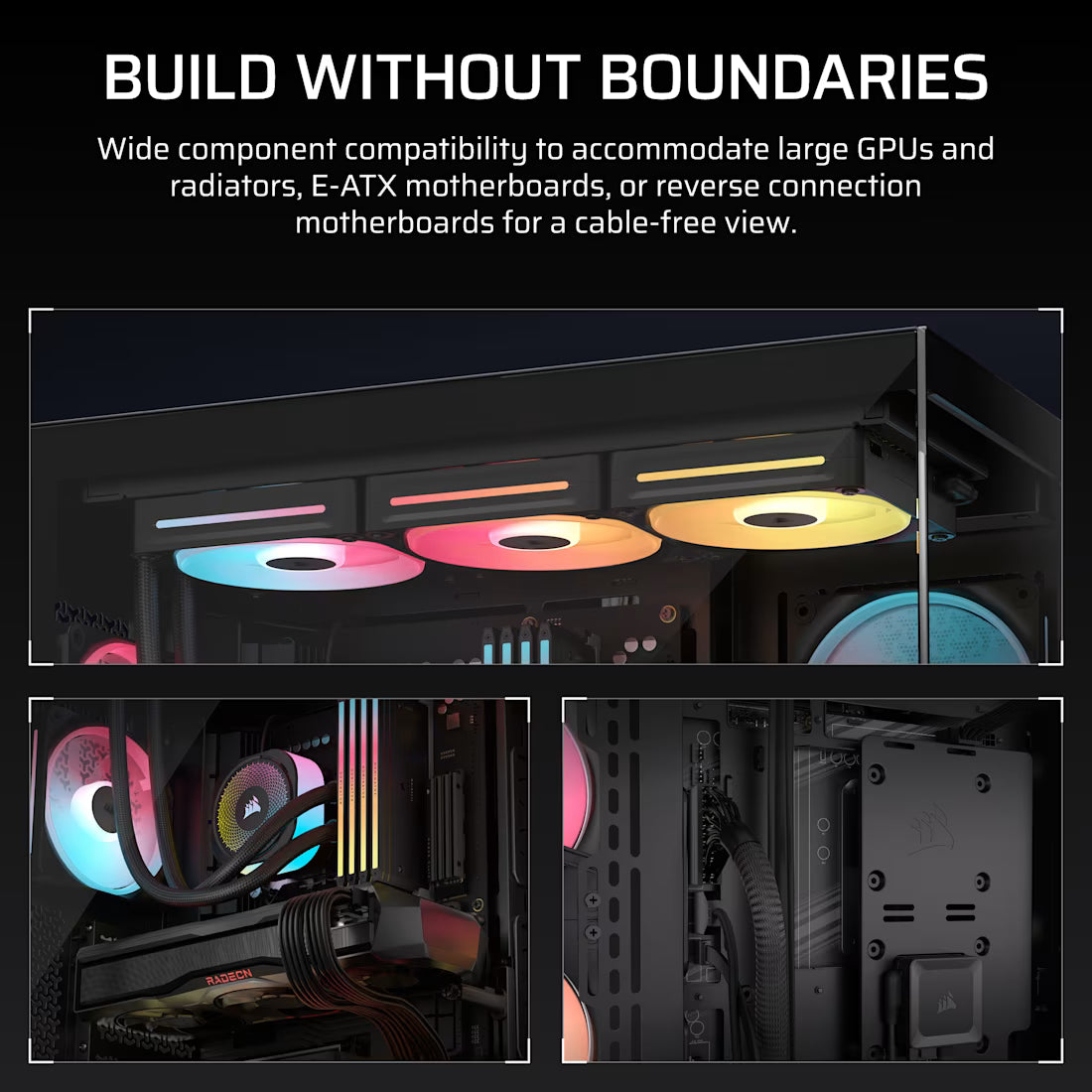 3500X LX-R RGB iCUE LINK Tempered Glass Mid-Tower PC Case; 3x Fans included; 2x 2.5'' ; 2x 3.5''; Black