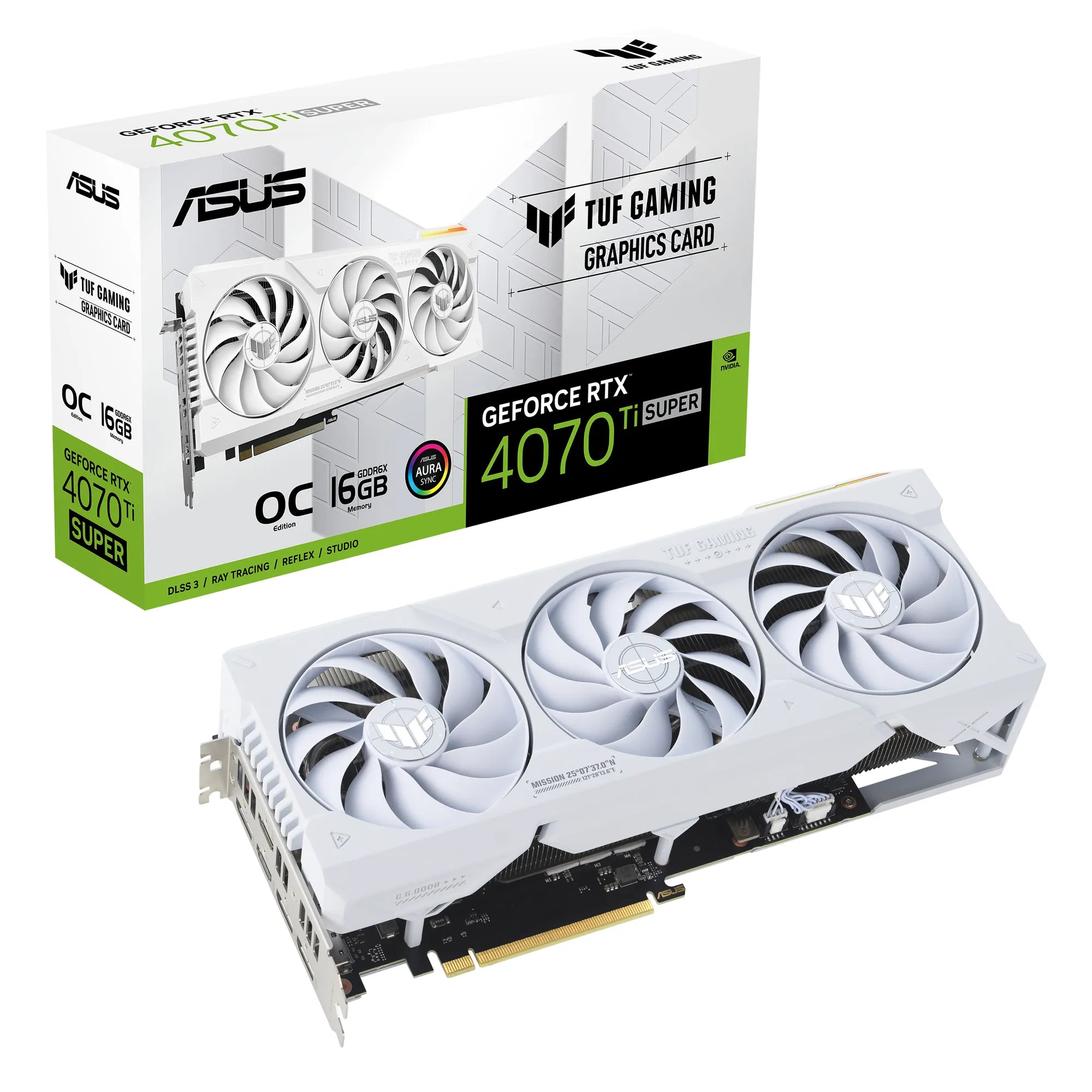 ASUS TUF Gaming TUF-RTX4070TIS-O16G-WHITE-GAMING, GeForce RTX 4070 Ti SUPER, 16 GB, GDDR6X, 256 bit, 7680 x 4320 pixels, PCI Express 4.0