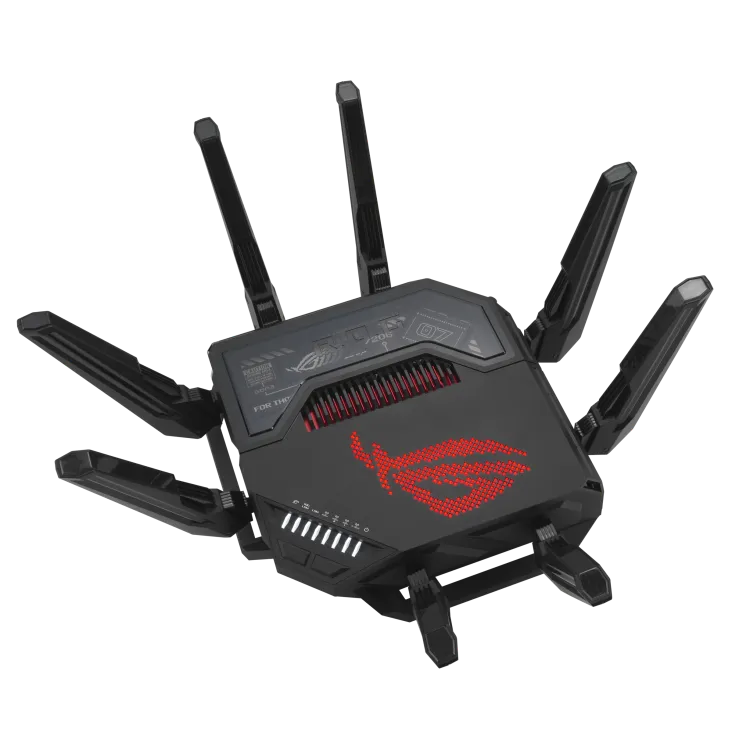 ASUS ROG Rapture GT-BE98, Wi-Fi 7 (802.11be), Quad-band (2.4 GHz / 5 GHz-1 / 5 GHz-2 / 6 GHz), Ethernet LAN, Black, Tabletop router