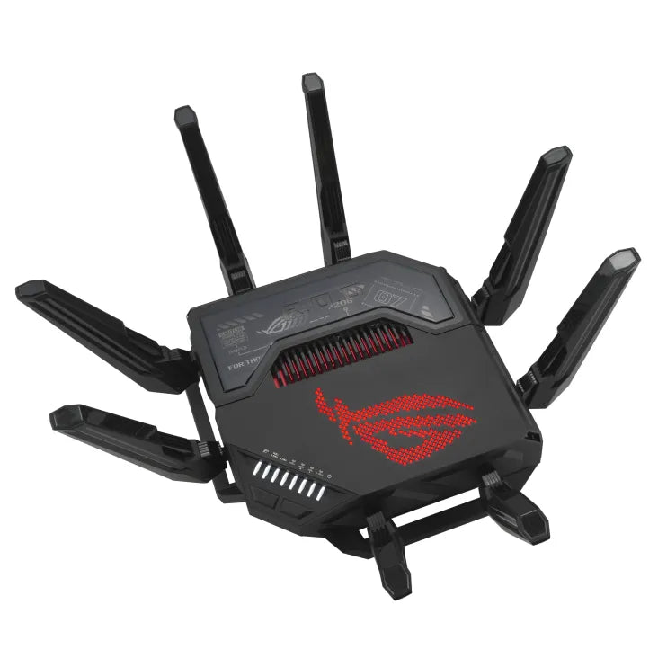 ASUS ROG Rapture GT-BE98, Wi-Fi 7 (802.11be), Quad-band (2.4 GHz / 5 GHz-1 / 5 GHz-2 / 6 GHz), Ethernet LAN, Black, Tabletop router