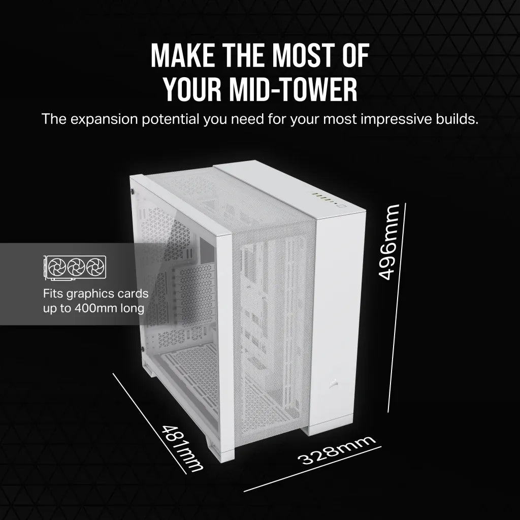 Corsair 6500D AIRFLOW, Midi Tower, PC, White, ATX, 19 cm, 40 cm