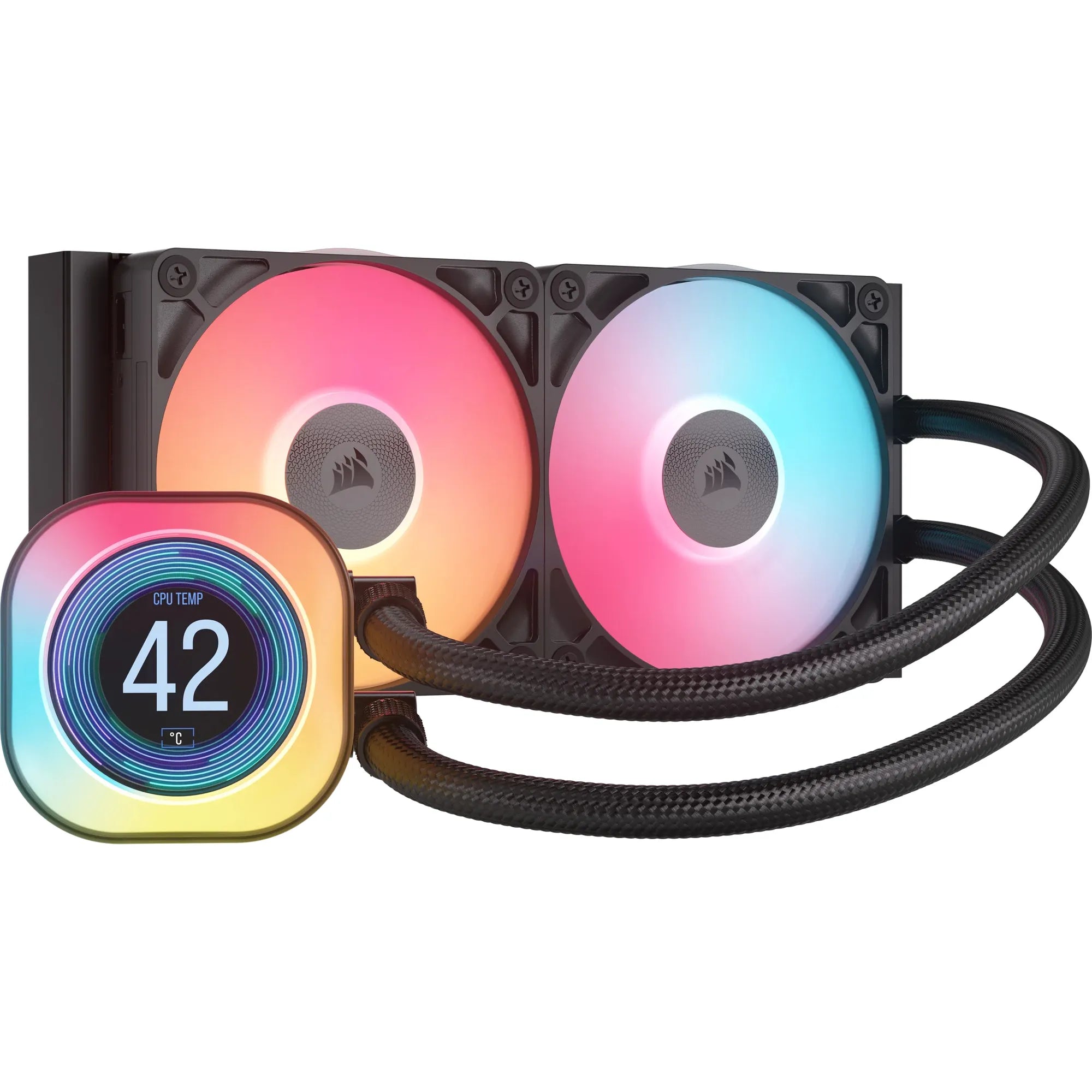 Corsair iCUE LINK TITAN 240 RX LCD, Air cooler, 12 cm, 300 RPM, 2100 RPM, 36 dB, 73.5 cfm