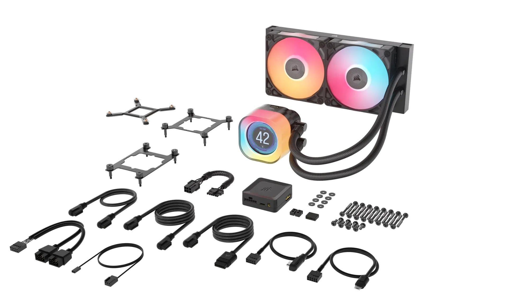 Corsair iCUE LINK TITAN 240 RX LCD, Air cooler, 12 cm, 300 RPM, 2100 RPM, 36 dB, 73.5 cfm