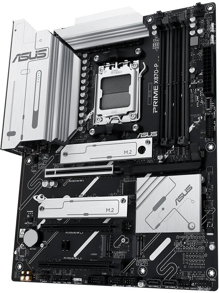 ASUS PRIME X870-P, AMD, Socket AM5, AMD Ryzen™ 3, AMD Ryzen™ 5, AMD Ryzen™ 7, AMD Ryzen 9 7th Gen, AMD Ryzen 9 8th Gen, AMD..., Socket AM5, DDR5-SDRAM, 192 GB