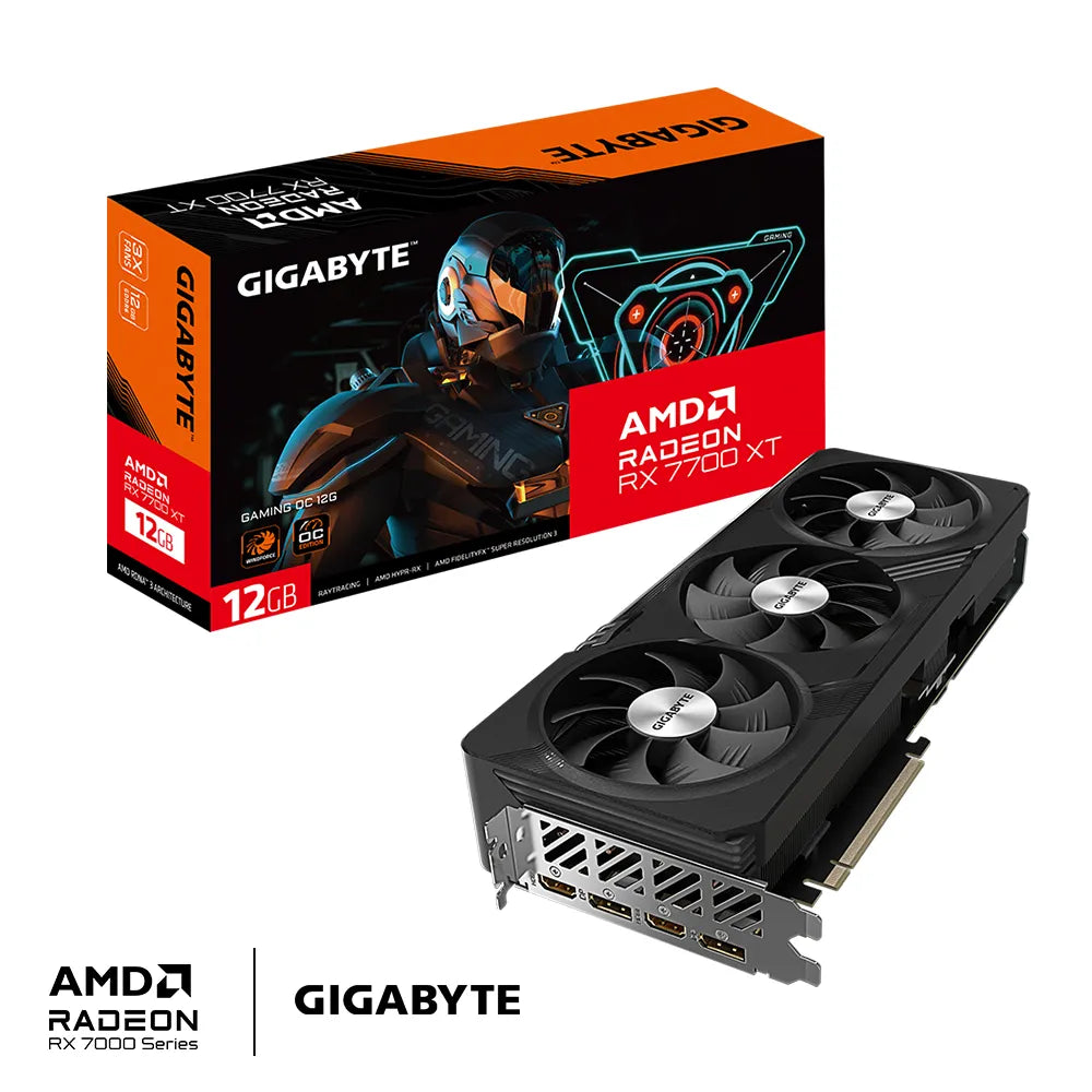 Gigabyte GAMING Radeon RX 7700 XT OC 12G, Radeon RX 7700 XT, 12 GB, GDDR6, 192 bit, 7680 x 4320 pixels, PCI Express 4.0