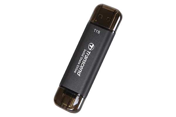 Transcend ESD310C, 1 TB, USB Type-A to USB Type-C, USB 3.2 Gen 2x2, 1050 MB/s, Black