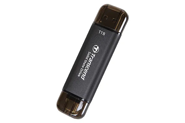 TRANSCEND 1 TB ESD310C USB3.2 TYPE A & C (USB 10Gbps) OTG COMPACT PORTABLE SSD  - Read 1050MB/s Write 950 MB/s - Black