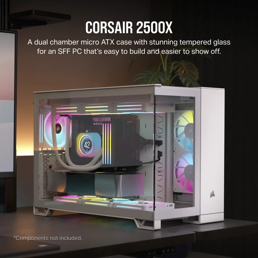 Corsair 2500X, Midi Tower, PC, White, ATX, 18 cm, 40 cm