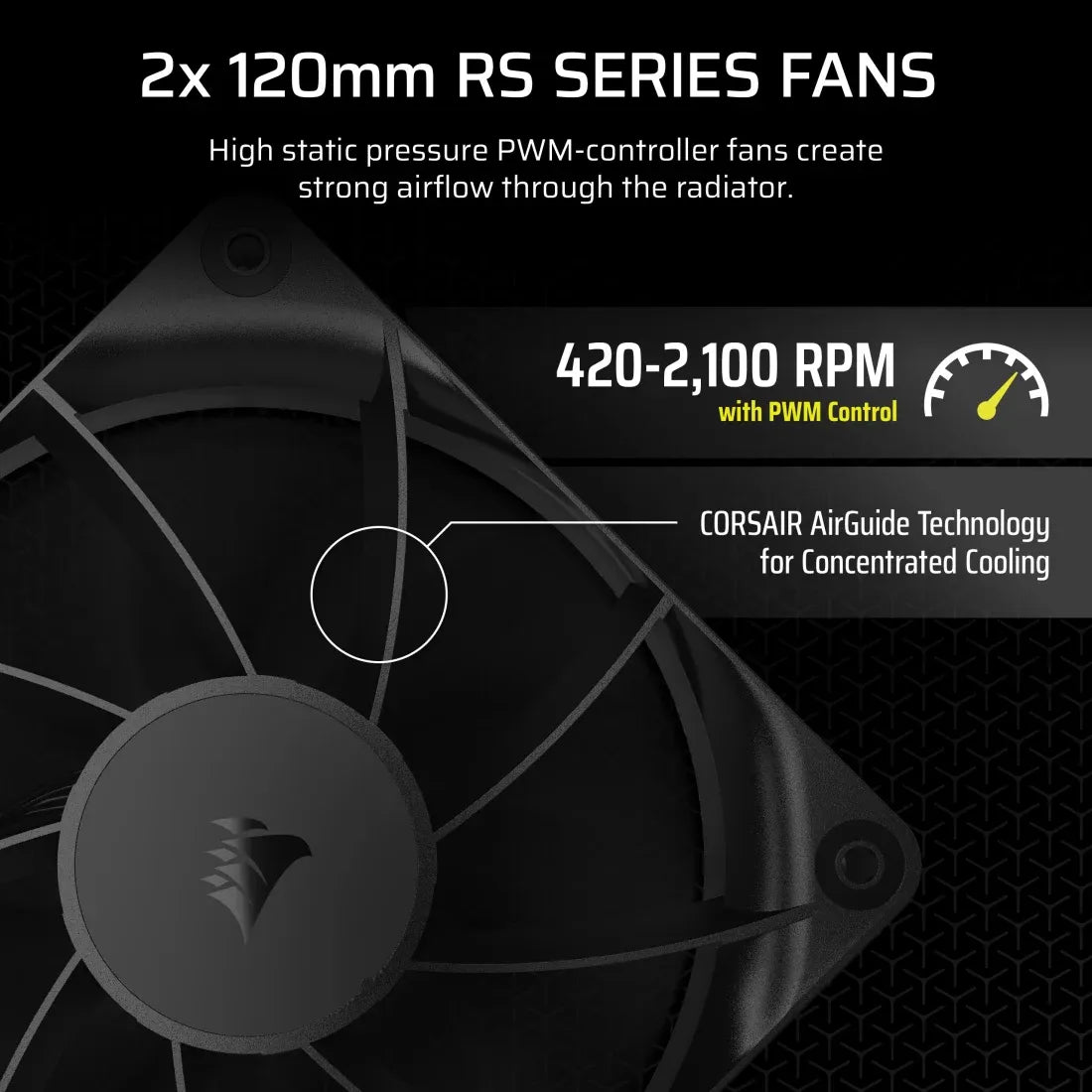 Corsair NAUTILUS 240 RS, Air cooler, 2100 RPM, 74.37 cfm, Black