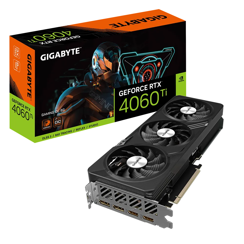 GIGABYTE GAMING GeForce RTX­­ 4060 Ti OC 8G, GeForce RTX 4060 Ti, 8 GB, GDDR6, 128 bit, 7680 x 4320 pixels, PCI Express 4.0