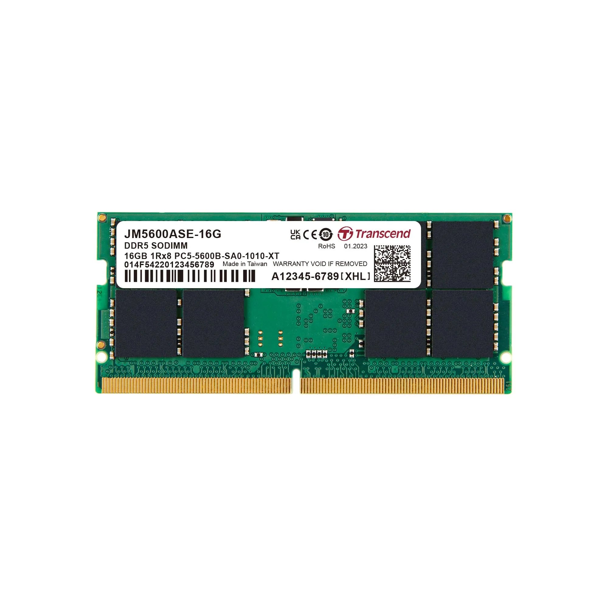 Transcend JetRam JM5600ASE-16G, 16 GB, 1 x 16 GB, DDR5, 5600 MHz, 262-pin SO-DIMM