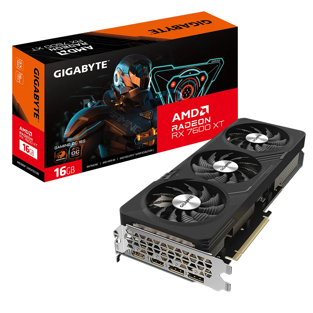 GIGABYTE GAMING Radeon RX 7600 XT OC, Radeon RX 7600 XT, 16 GB, GDDR6, 128 bit, 7680 x 4320 pixels, PCI Express 4.0