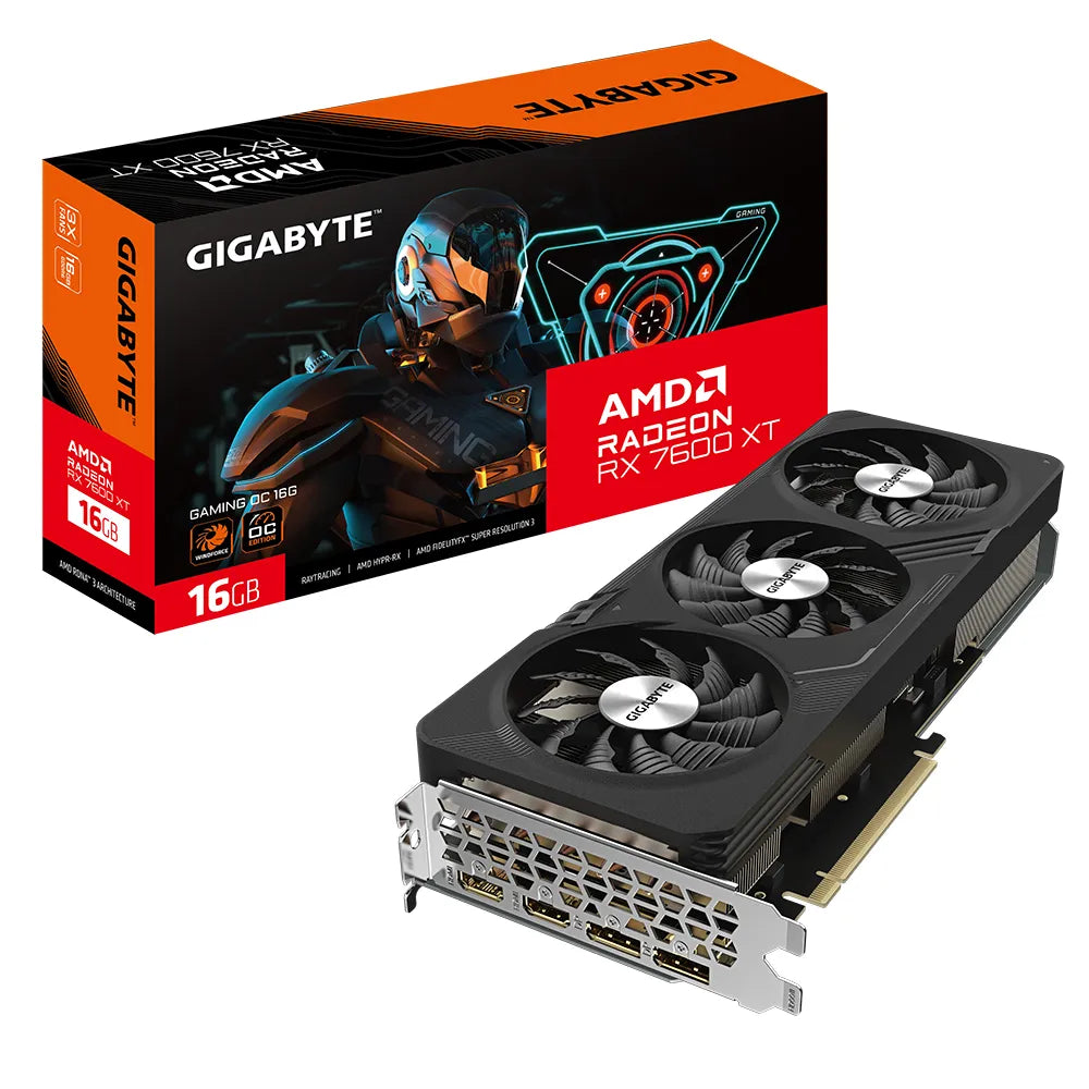 Gigabyte GAMING Radeon RX 7600 XT OC, Radeon RX 7600 XT, 16 GB, GDDR6, 128 bit, 7680 x 4320 pixels, PCI Express 4.0